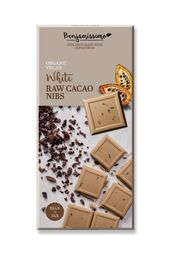 Bio raw white chocolate with cocoa nibs, 70g