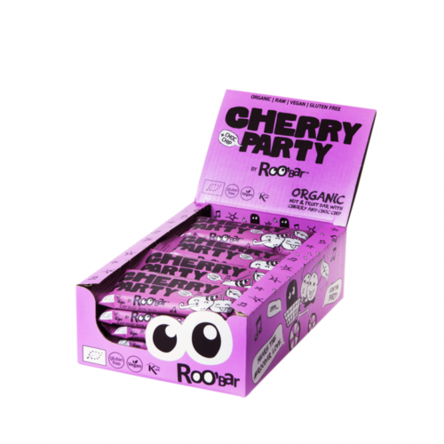 Box of 20 pcs. Organic Raw Cherry and Chocolate Bar, Roobar, 30g