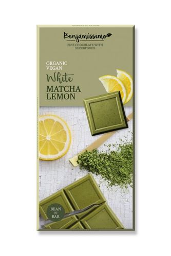 Bio white chocolate with matt and lemon, 70g