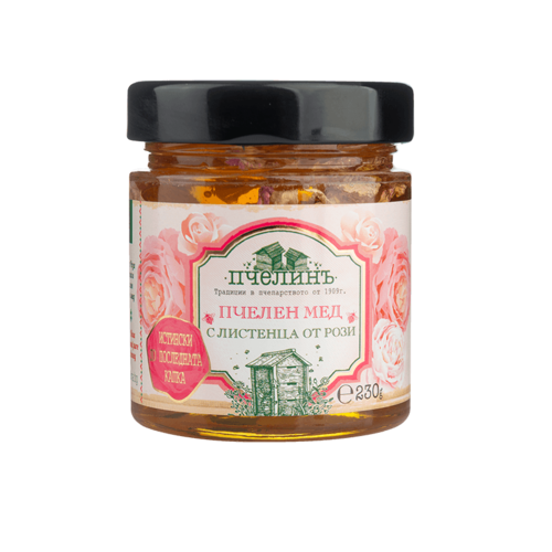 Honey with rose petals, 230 g.