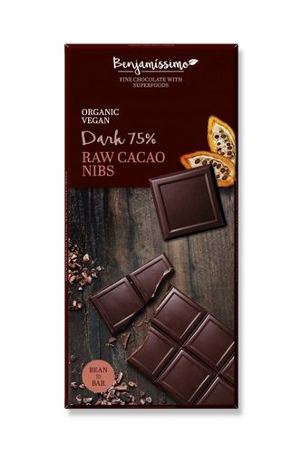 Organic Vegan Chocolate, Dark, Cocoa 100%, 70g