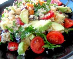 Quinoa salad and fresh vegetables
