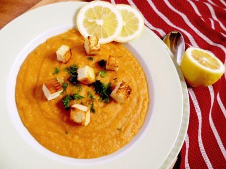 Soup with red lentils and potatoes